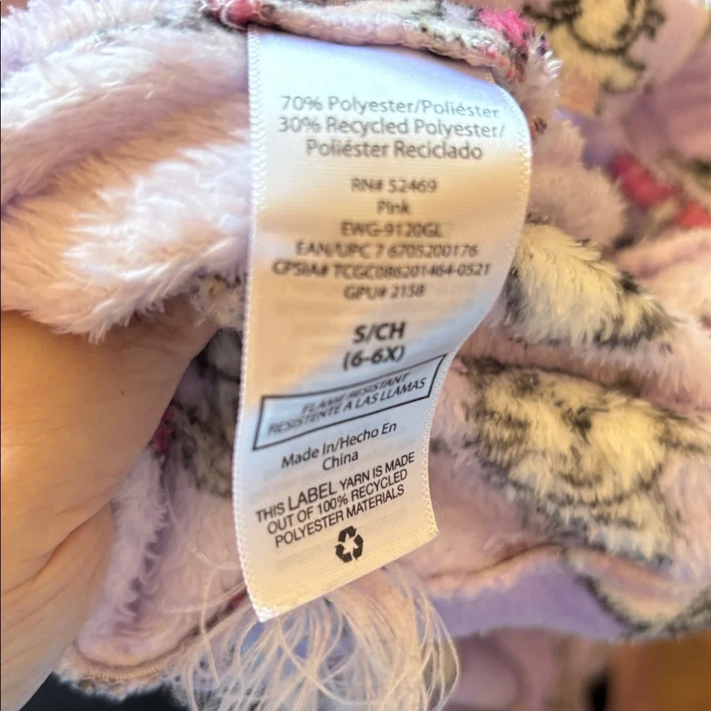 Girls Fleece Lavender Cat Print Pajama Bottoms small